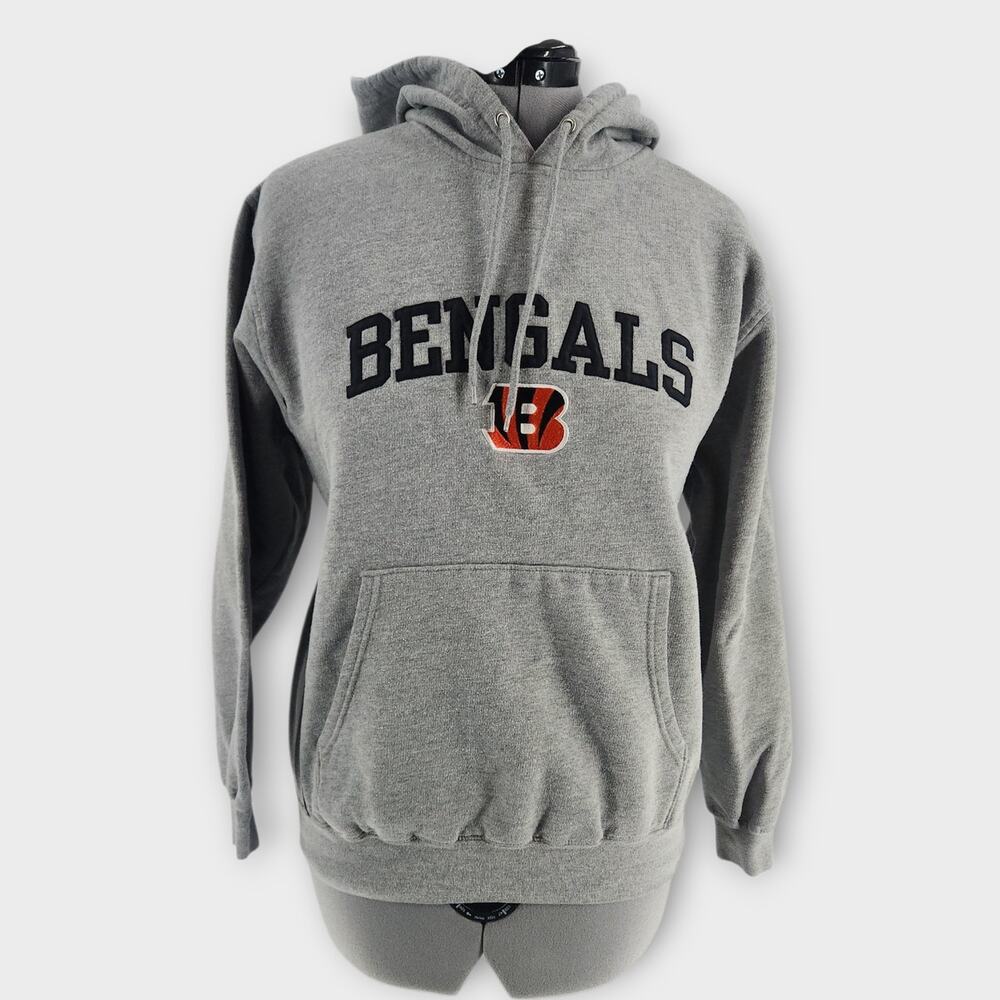 Cincinnati Bengals NFL Hoodie Women's M Gray/Orange Football Sweater Embroidered
